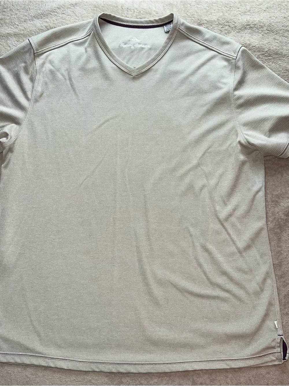 Tommy Bahama IslandZone Shirt Men XL Tan Beige Knit Performance Waffle Blend - Picture 2 of 9